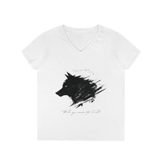 "Spirit Wolf" - Ladies' V-Neck T-Shirt